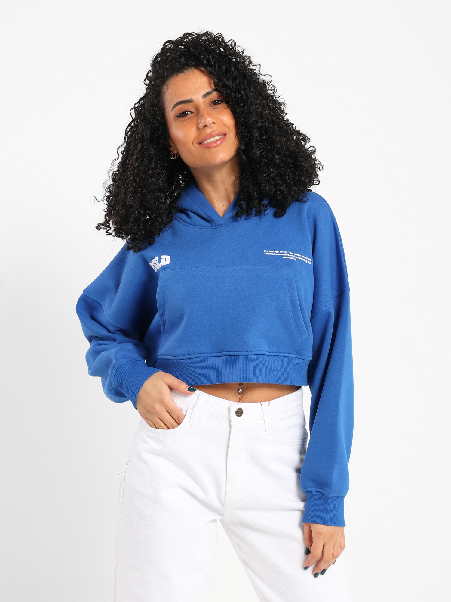 Printed Oversized Cropped Hoodie