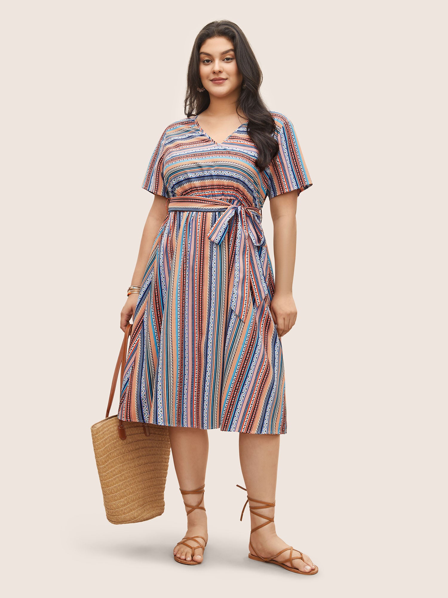 Bandana Striped Belted Pocket Dress