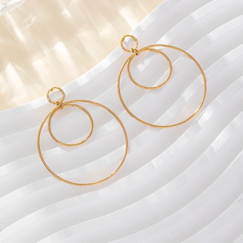 2 Pieces Elegant Lady Round Flower Snake Plating 316 Stainless Steel  Titanium Steel 18K Gold Plated Drop Earrings