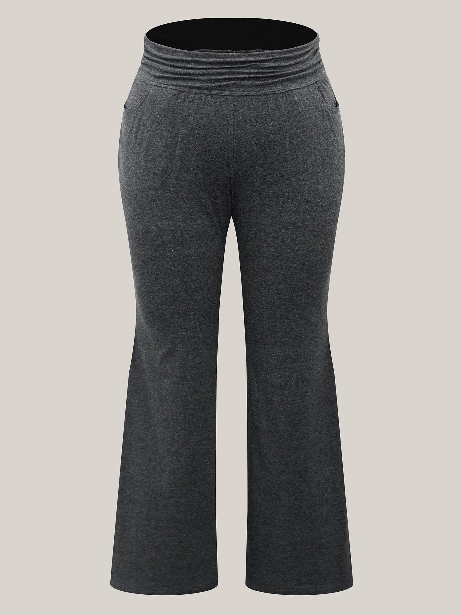 Folding Waist Plain Bootcut Pants