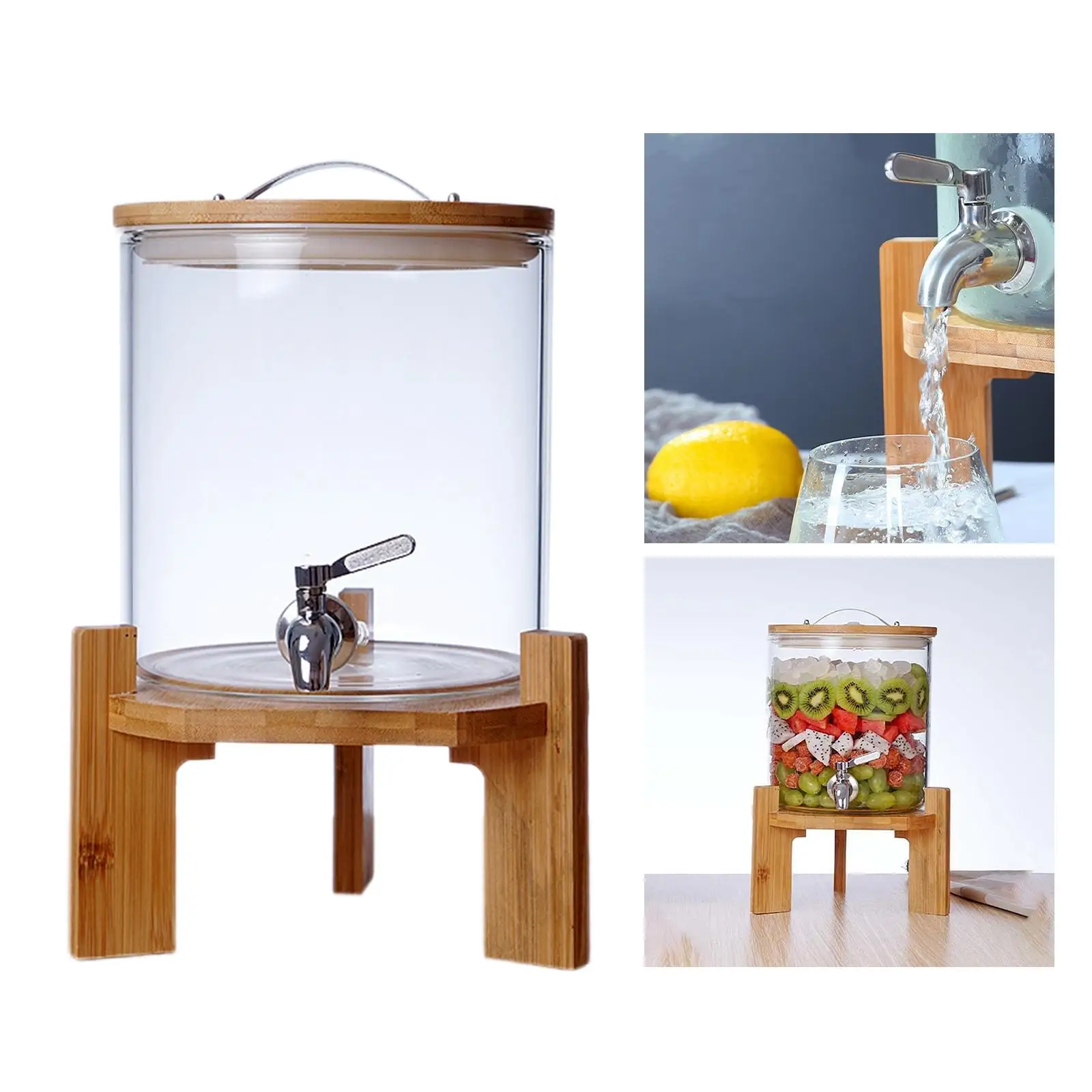 ELEGANT GLASS BEVERAGE DISPENSER JAR WITH LID