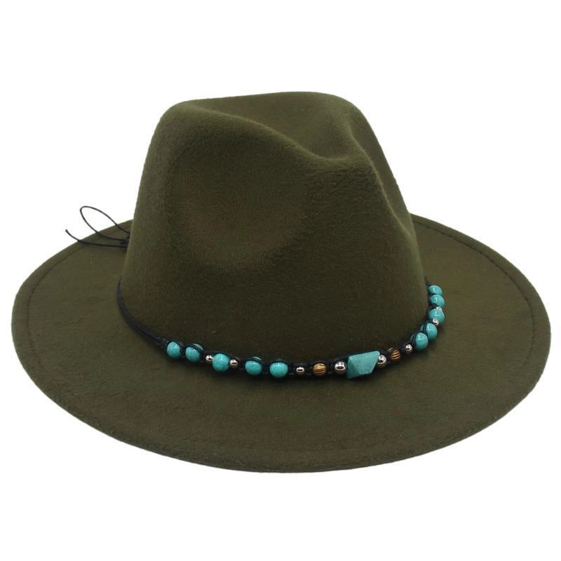 Western Cowboy Hat Big Brim Mountaineering Hat Spring And Summer New Emerald Felt Hat Ethnic Tibetan Hat