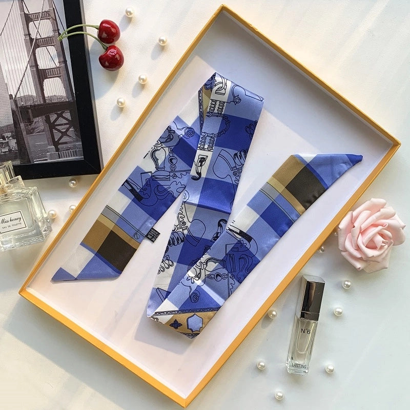Women's Minimalist Flower Satin Printing Silk Scarf