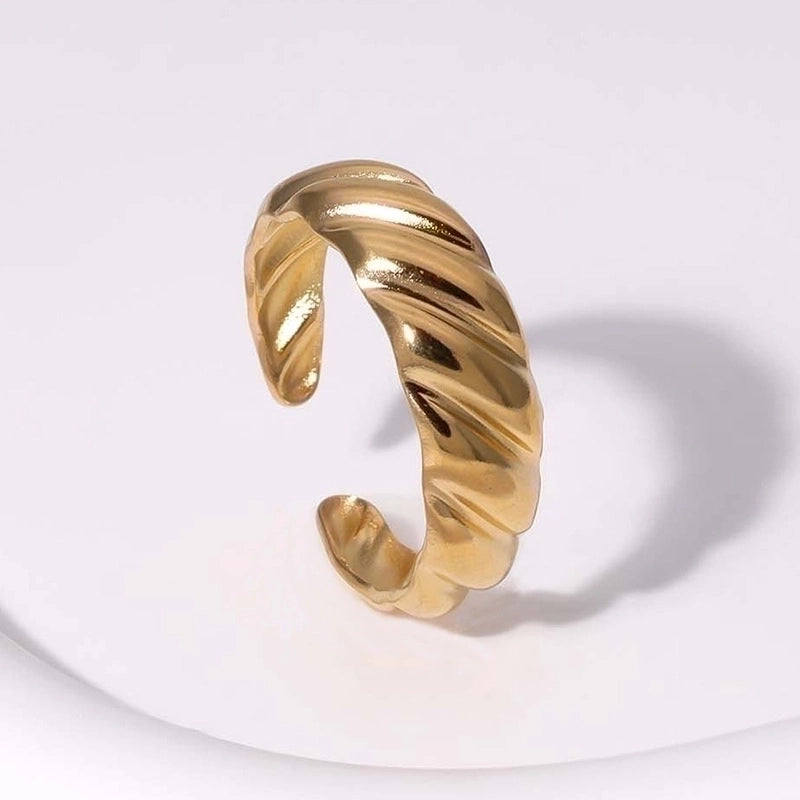 304 Stainless Steel 18K Gold Plated Elegant Retro Plating Geometric Leaf Heart Shape Open Rings