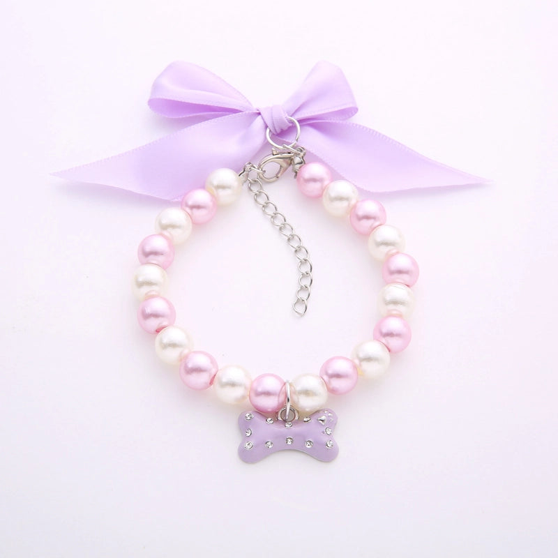 Cute Sweet Imitation Pearl Color Block Pet Collar