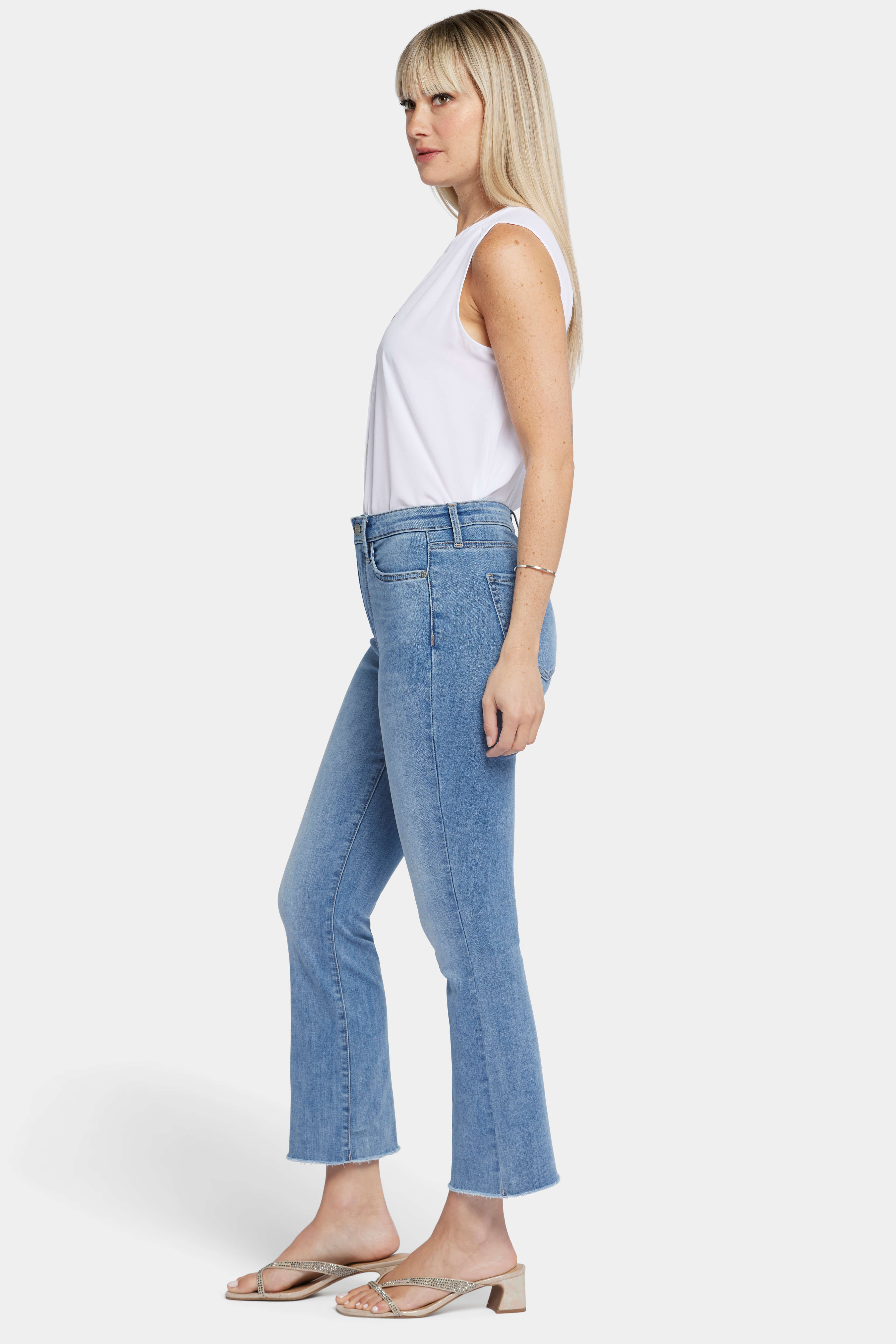 High Rise Billie Mini Boot Ankle Fray Jean - Crescent Shore