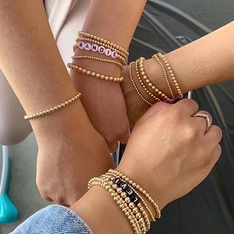Fashion Ball 304 Stainless Steel 14K Gold Plated No Inlaid Bracelets In Bulk