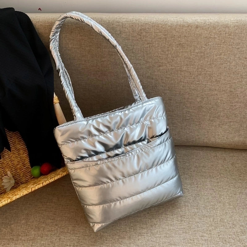 Women's Autumn&winter Cotton Solid Color Streetwear Square Zipper Shoulder Bag