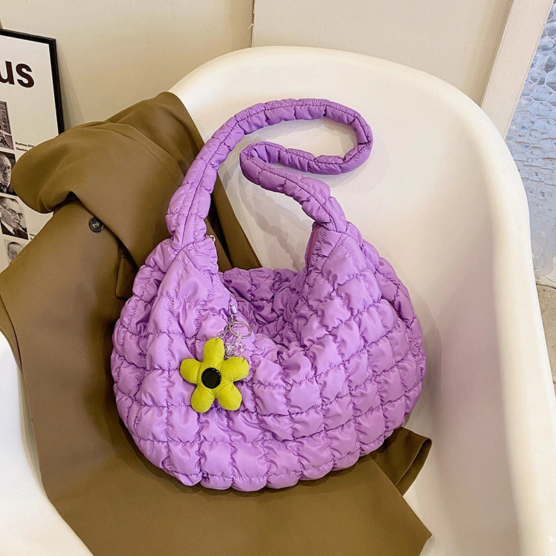 Women's Large Nylon Solid Color Streetwear Zipper Cloud Shape Bag