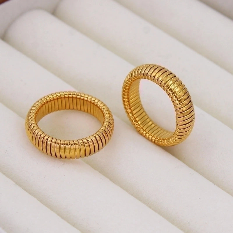 304 Stainless Steel 18K Gold Plated Vintage Style Geometric Rings