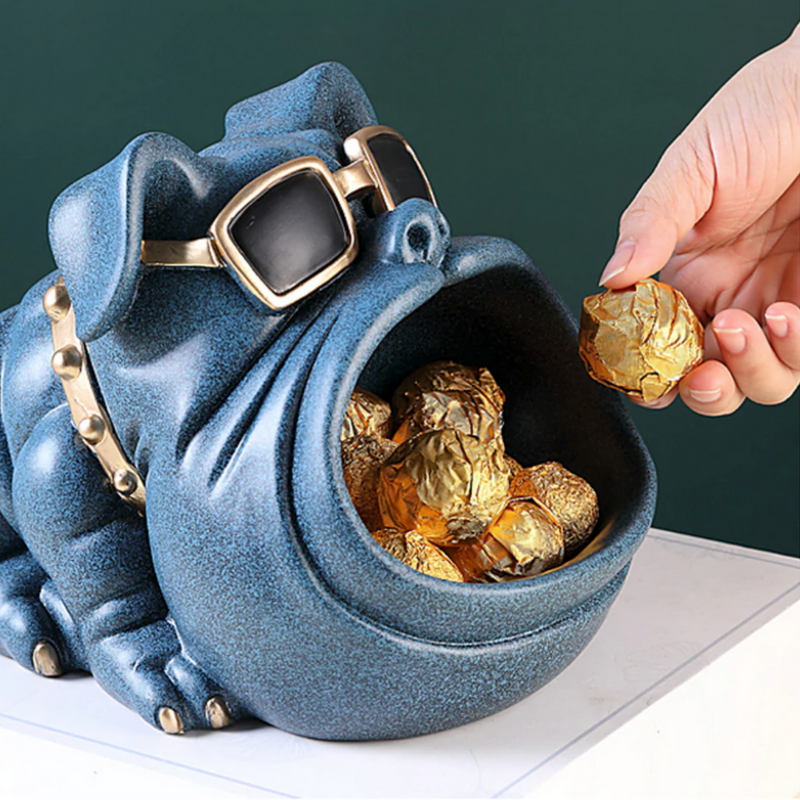 Bulldog Sculpture Storage Bin