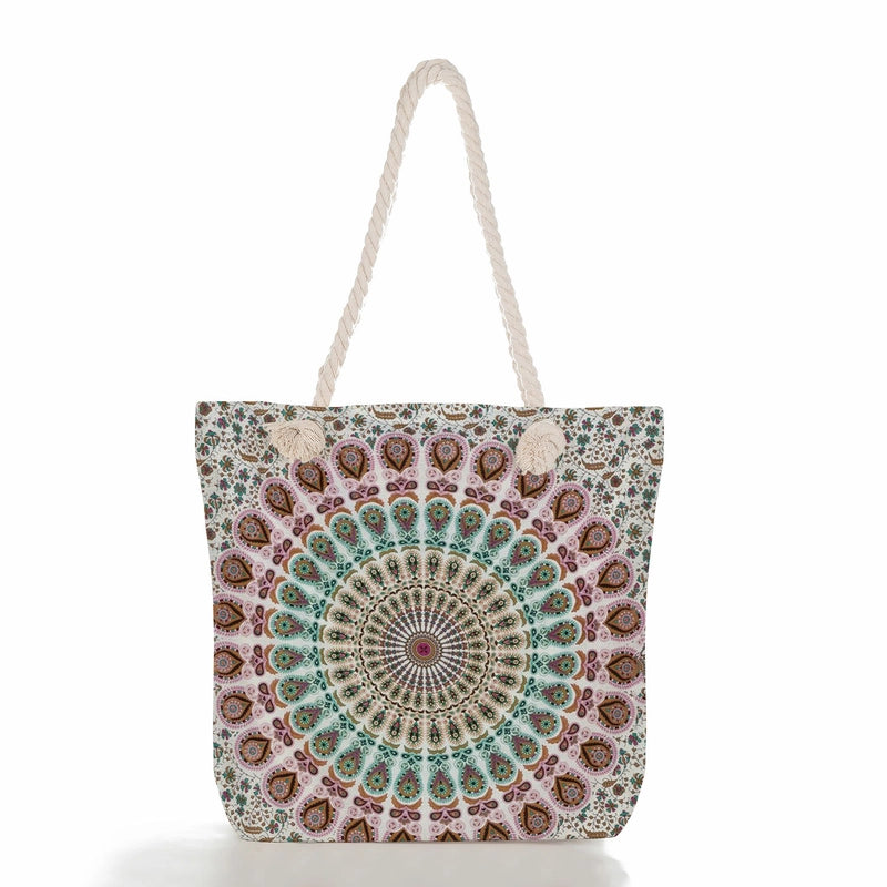 Women's Basic Flower Canvas Shopping Bags