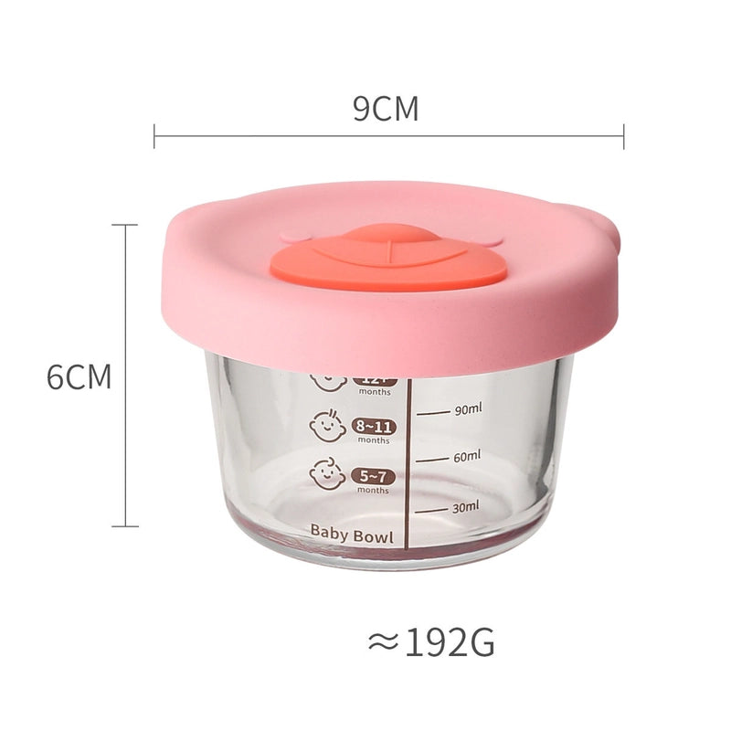 Baby Food Supplement Box Sealed Storage Box Baby Special Glass Food Supplement Bowl Bear Silicone Cover Cooking Crisper