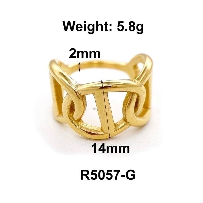 Fashion Solid Color 304 Stainless Steel Titanium Steel 18K Gold Plated Plating Rings
