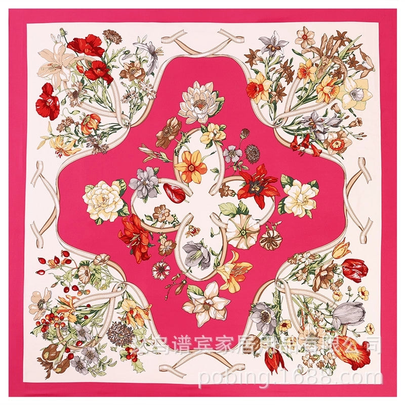 New Fashion 130cm Twill Imitation Silk Large Square Scarf