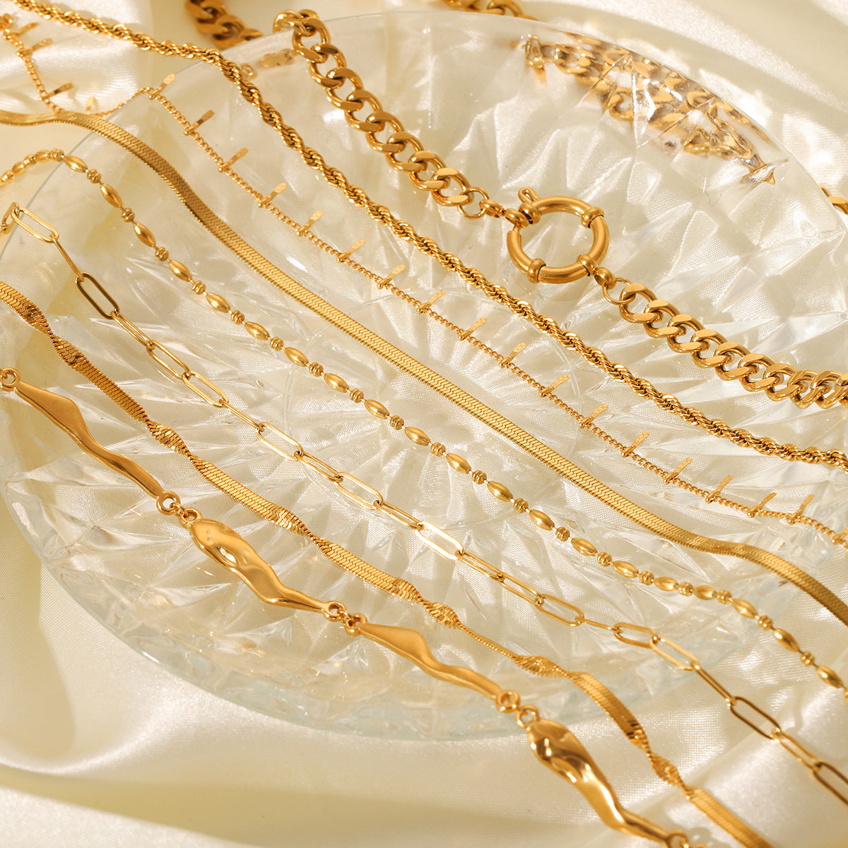 IG Style Chain Geometric Stainless Steel Electroplating Necklaces