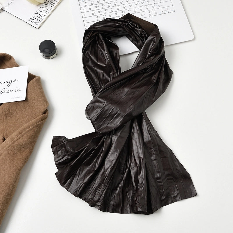 Women's Minimalist Solid Color Polyester Leather Scarf