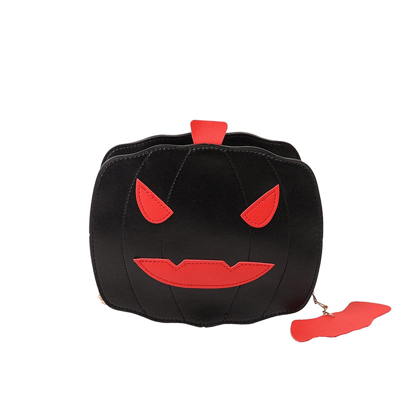 Halloween Women's Medium Pu Leather Pumpkin Vintage Style Zipper Shoulder Bag