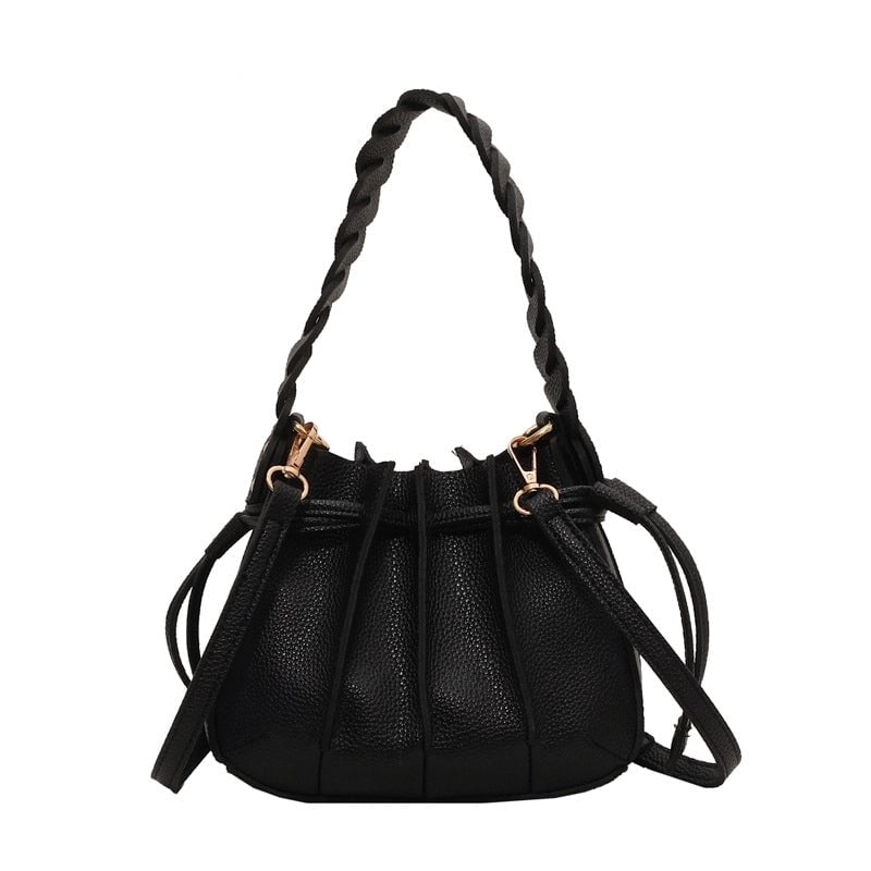 Women's Small Pu Leather Solid Color Streetwear String Shoulder Bag