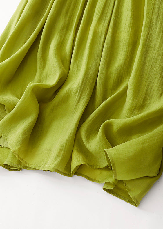 Boho Grass Green Exra Large Hem Cotton Holiday Skirt Spring