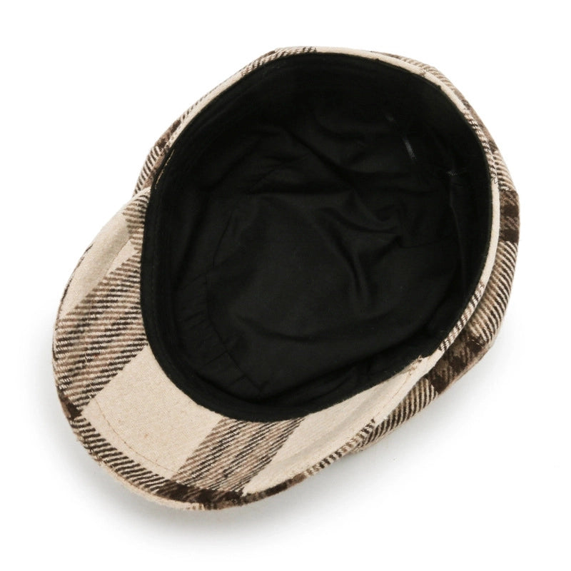Solid Color Korean Style Imitation Rabbit Fur Octagonal Cap Women's Autumn And Winter Duck Tongue Beret Trendy British Female Young Paintess Cap