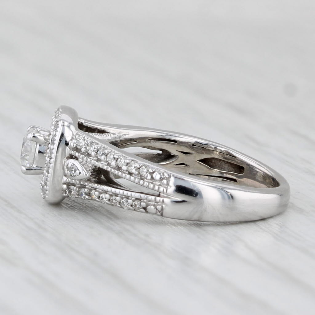 0.45ctw Round Diamond Halo Engagement Ring 10k White Gold Size 4