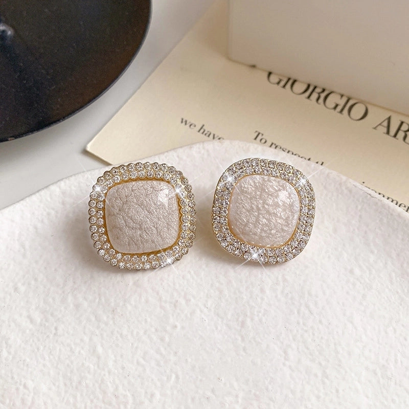 1 Pair Minimalist Round Inlay Alloy Zircon Ear Studs