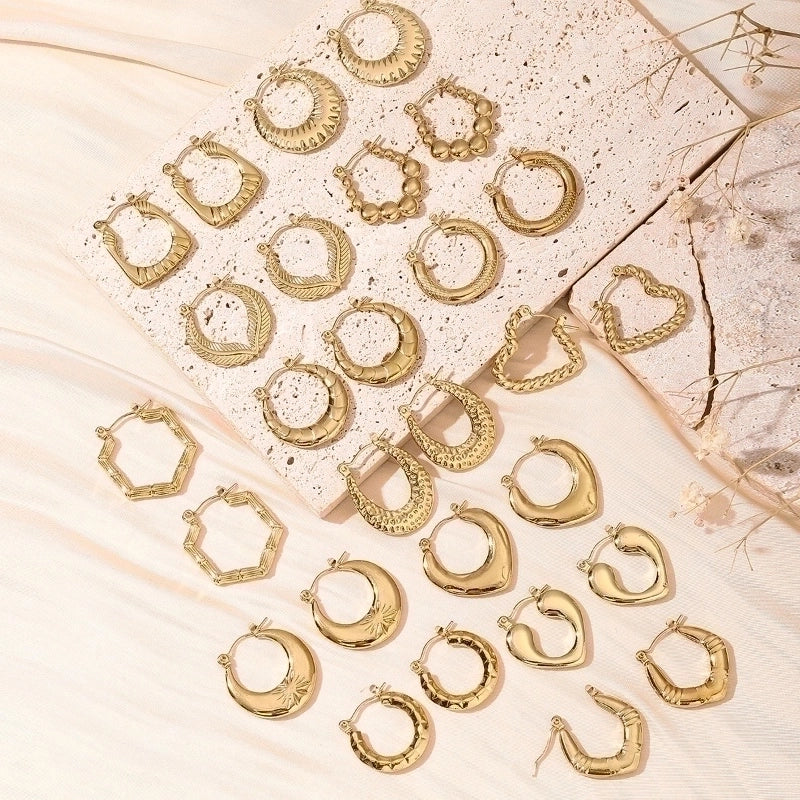 1 Pair 5 Pairs Minimalist Classic Style Solid Color Asymmetrical 304 Stainless Steel 18K Gold Plated Earrings