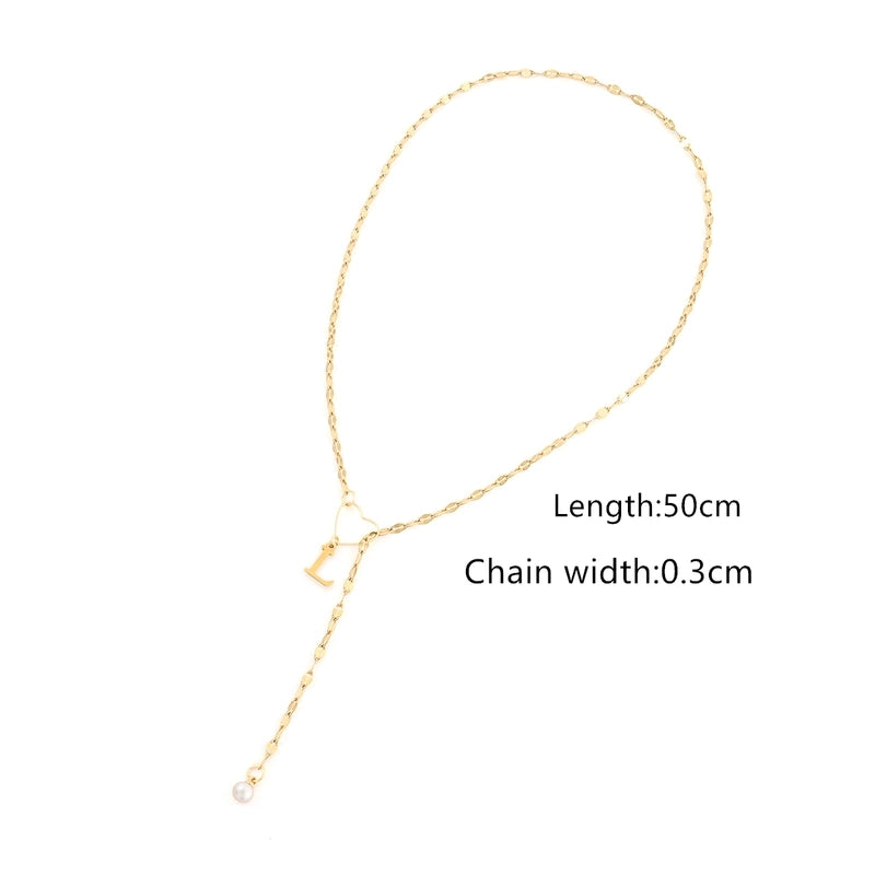 Elegant Minimalist Classic Style Letter Heart Shape 201 Stainless Steel 304 Stainless Steel Artificial Pearl Stainless Steel Necklaces