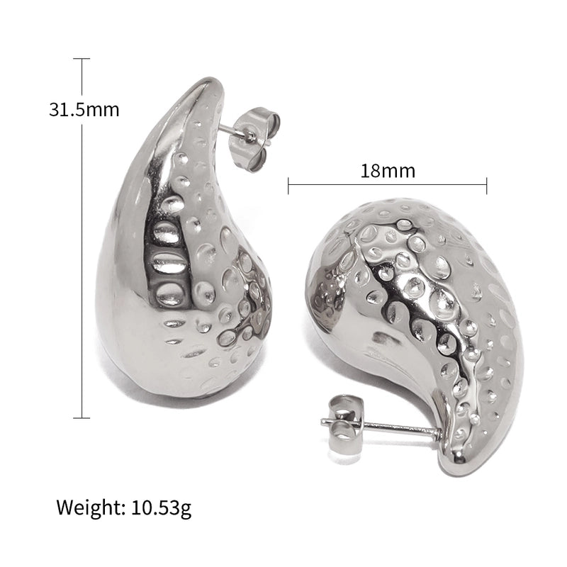 1 Pair Retro Roman Style Water Droplets Plating Titanium Steel 18K Gold Plated Ear Studs