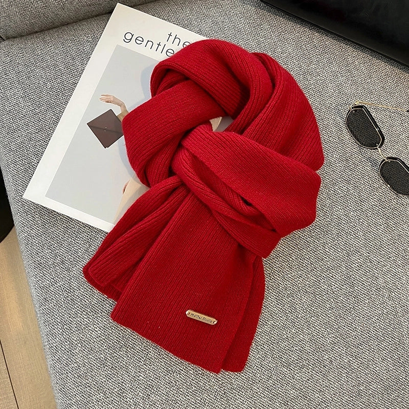 Unisex Elegant Business Basic Solid Color Fleece Scarf