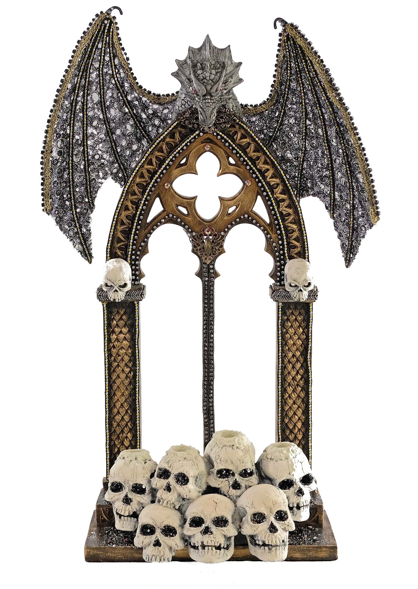 Medieval Skull & Dragon Candle Holder