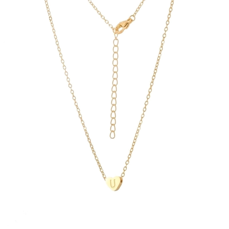 Stainless Steel Titanium Steel 18K Gold Plated Minimalist Letter Heart Shape None Pendant Necklace