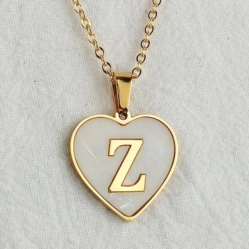 Cute Sweet Letter Titanium Steel Plating Inlay Shell Pendant Necklace