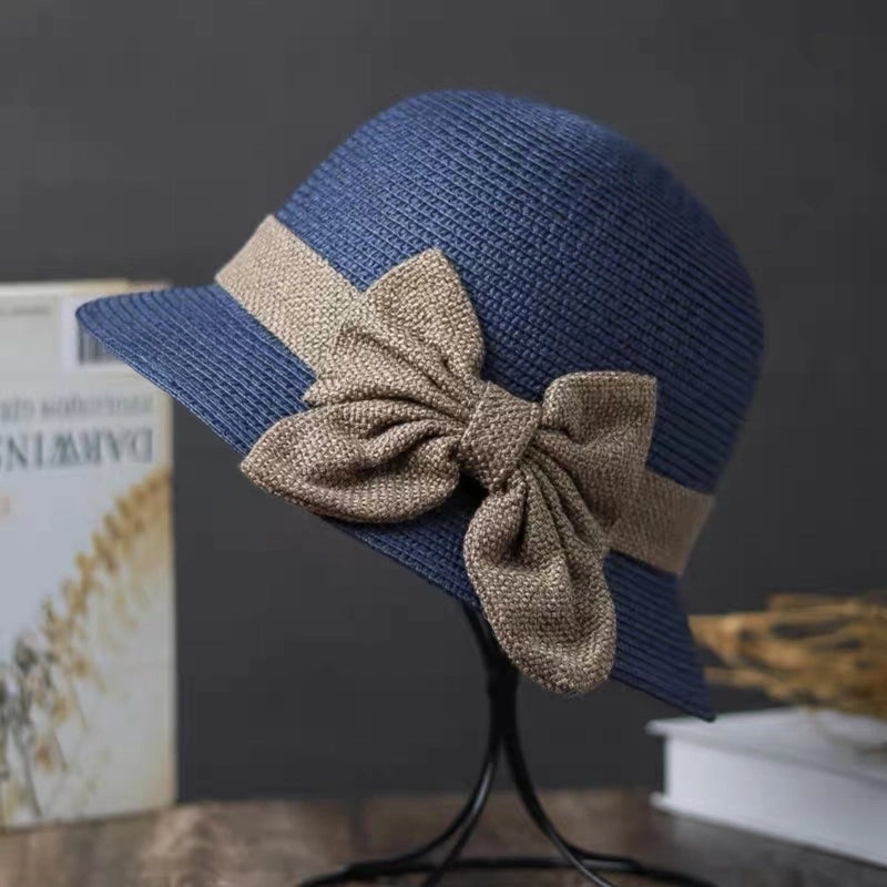 Women's Minimalist Classic Style Bow Knot Curved Eaves Bucket Hat
