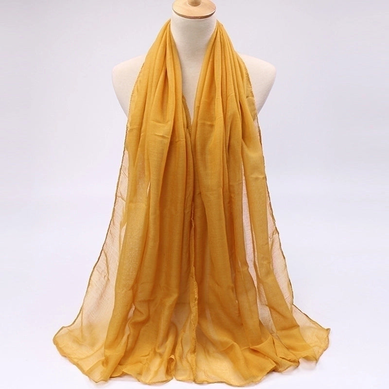 Women's Minimalist Solid Color Voile Sewing Cotton Linen Scarves