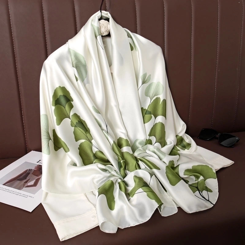 Women's Lady Leopard Satin Printing Shawl