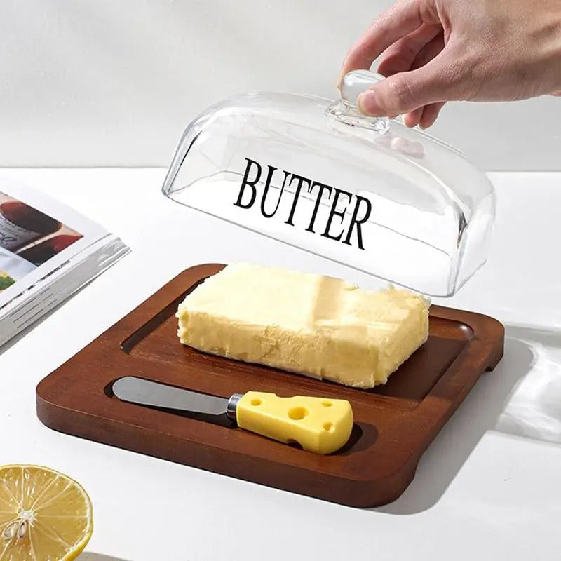 GLASS BUTTER DISH WITH LID BUTTER HOLDER