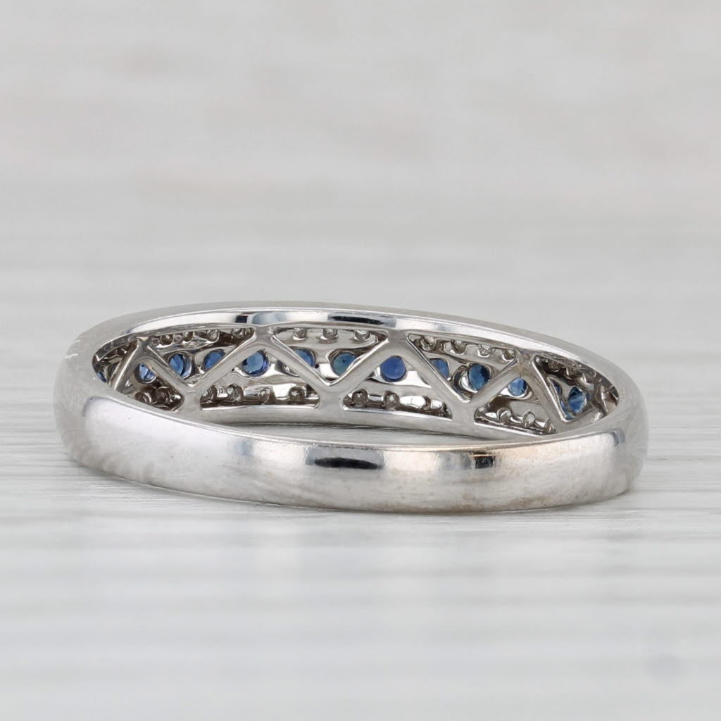 Effy 0.41ctw Sapphire Diamond Ring 14k White Gold Wedding Band Sz 9.25 Stackable