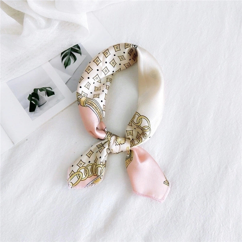 Women's Sweet Color Block Polyester Printing Silk Scarves