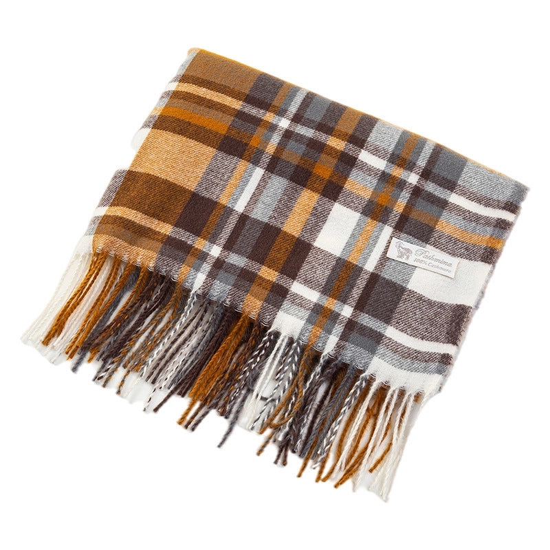Scarf New Cashmere Color Scarf Women's Autumn And Winter Plaid Scarf Tassel Shawl Scarf