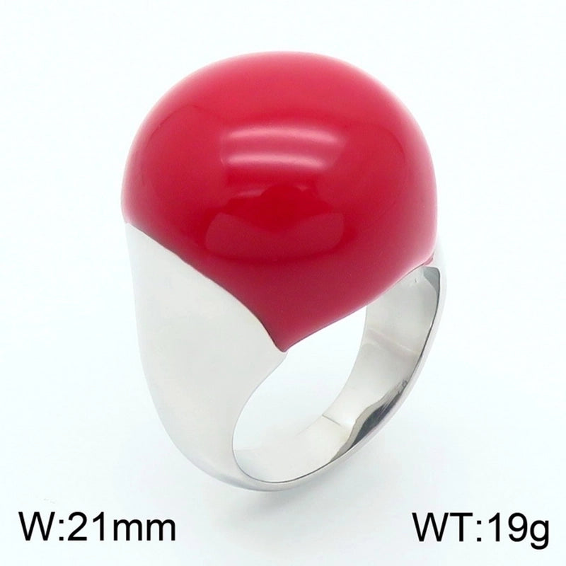 Minimalist Round Titanium Steel 18K Gold Plated Enamel Plating Rings