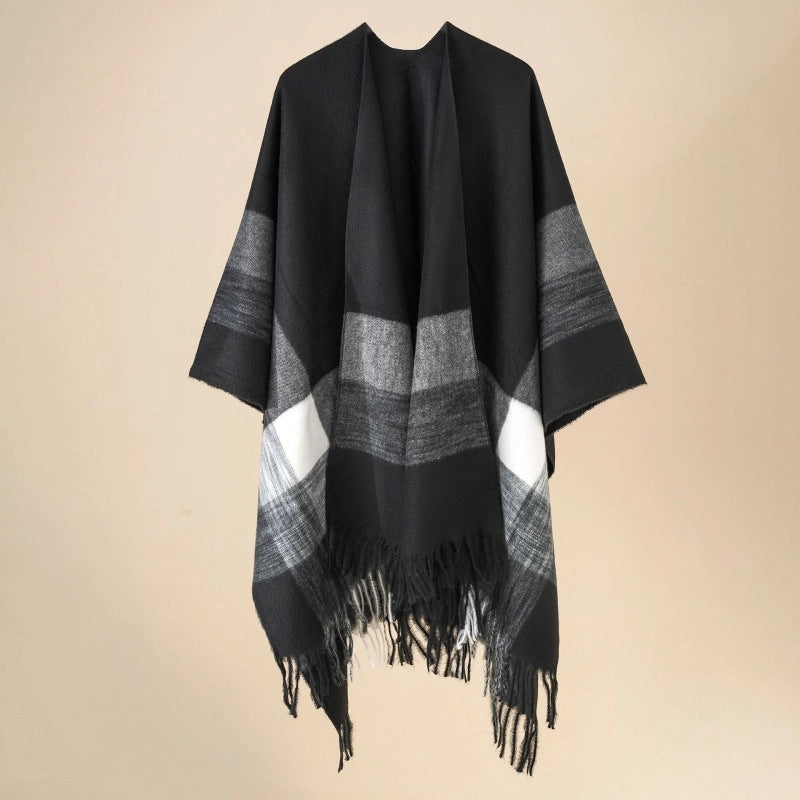 Women's Casual Lattice Polyester Tassel Shawl