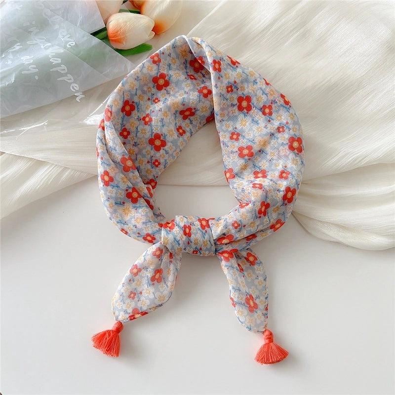 Women's Elegant Minimalist Flower Cotton And Linen Silk Scarf