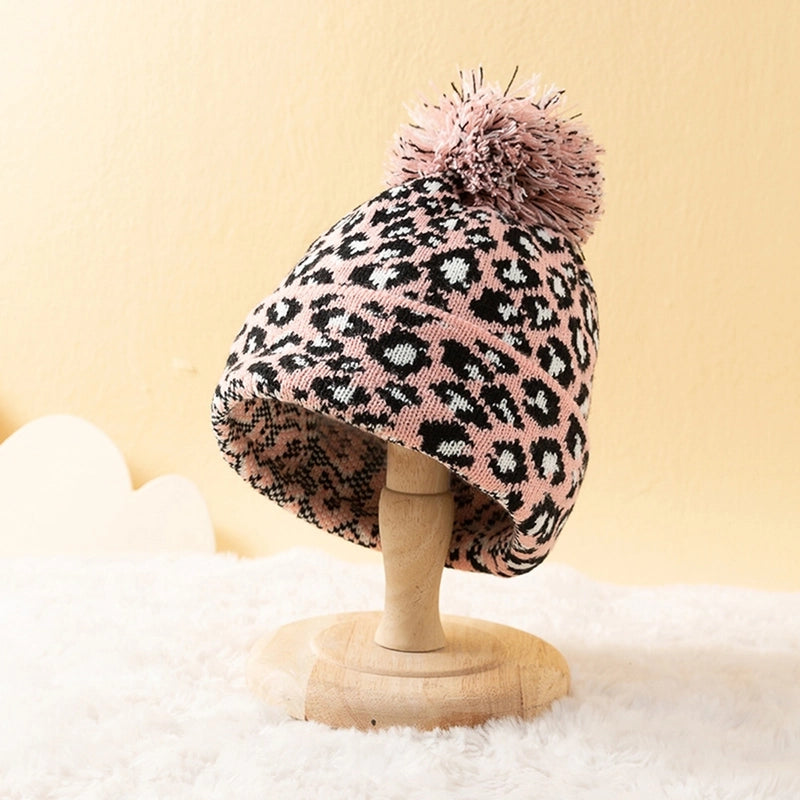 Women's Retro Hairball Leopard Eaveless Wool Cap