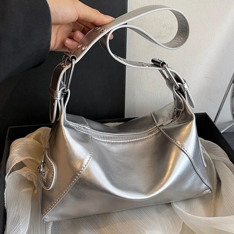 Women's Pu Leather Solid Color Classic Style Streetwear Pillow Shape Zipper Shoulder Bag Crossbody Bag