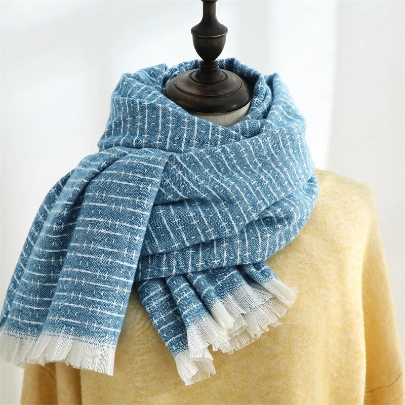 Women's Minimalist Classic Style Plaid Imitation Cashmere Scarf