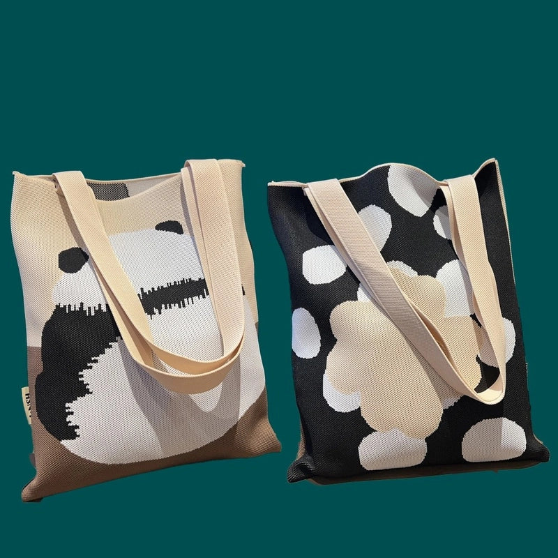 Women's Medium Knit Animal Flower Cute Open Shoulder Bag