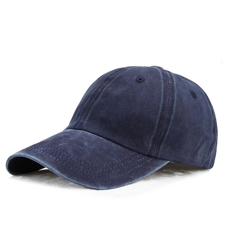 Hat Men's Summer Washed Denim Baseball Cap Old Vintage Solid Color Light Plate Cap Soft Top Curved Eave Sunhat