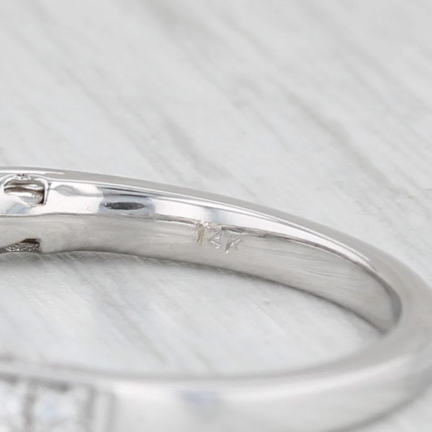 0.75ctw Round Diamond Engagement Ring 14k White Gold Size 7.75 Cathedral Band